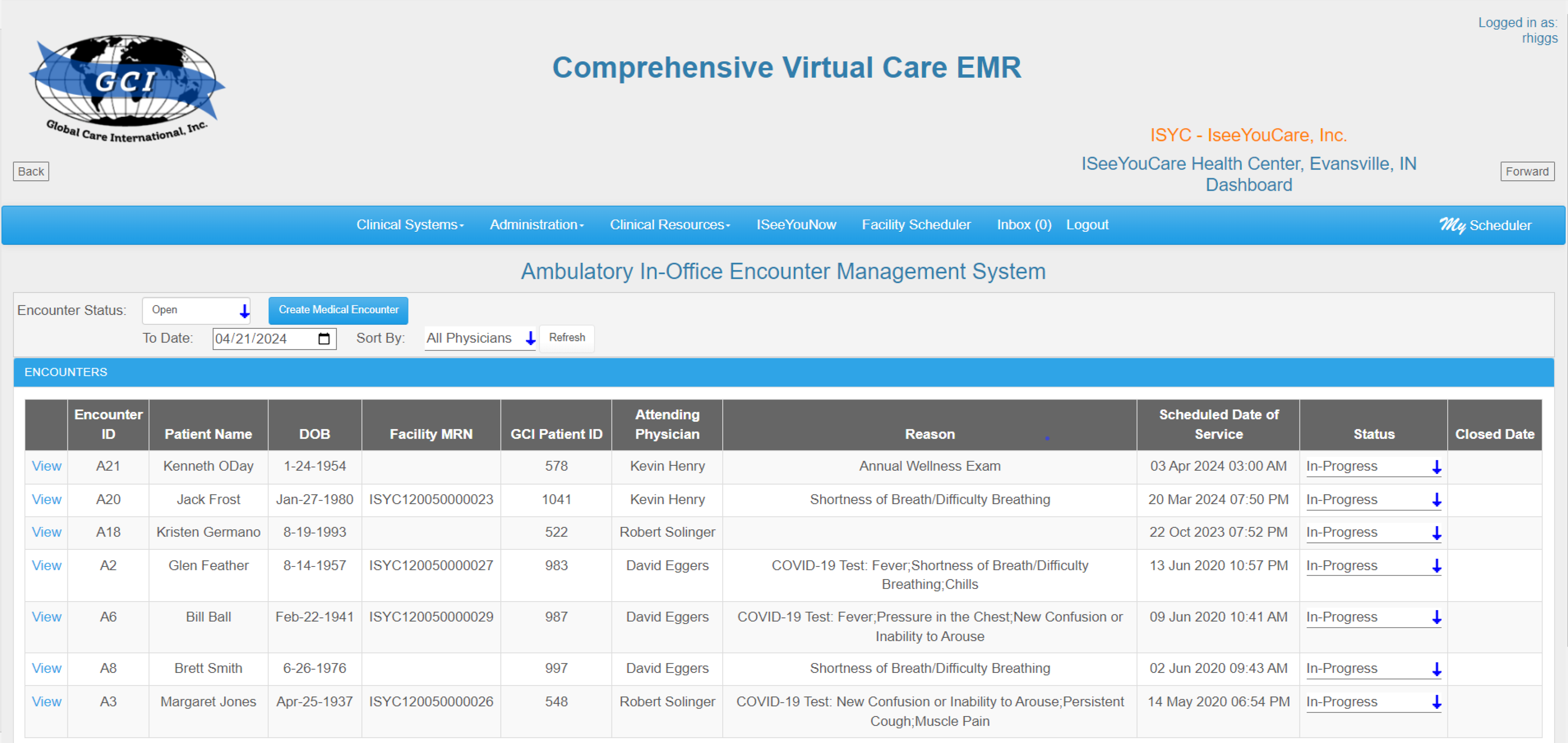 Ambulatory In-Office Encounter Mgmt. System